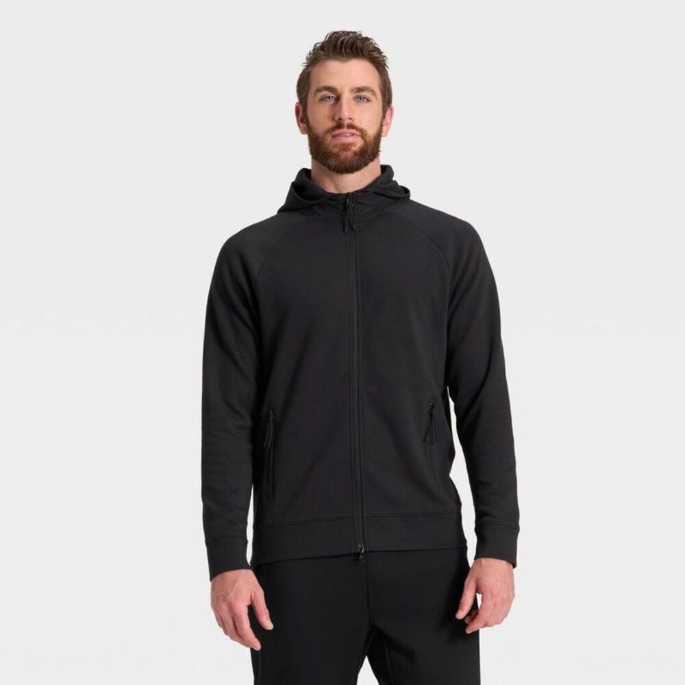 Men's Siro Ponte Full Zip Hooded Sweatshirt - All In Motion Black S